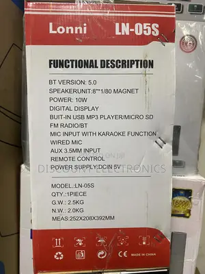 Lonni Ln-05s 8-Inch Portable Bluetooth Speaker With Mic Remote 4800w