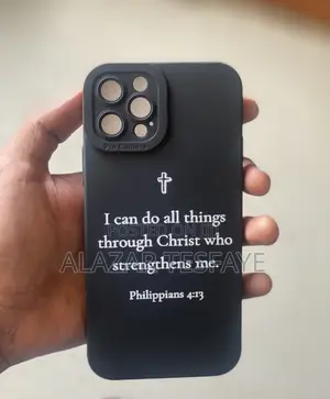 Brand New iPhone 12 Pro Case | Black Custom Design | Philippians 4:13