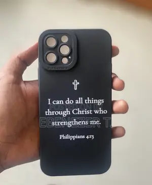Brand New iPhone 12 Pro Case | Black Custom Design | Philippians 4:13