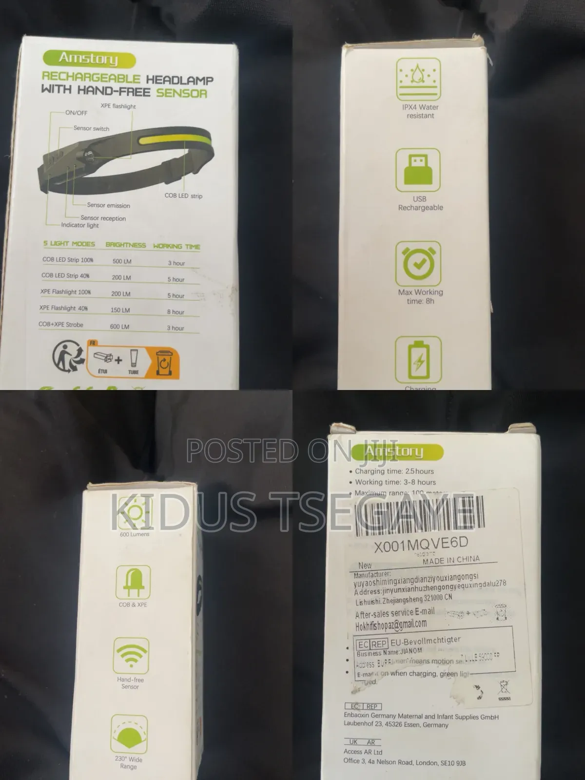 Rechargeble Headlamp With Hand Free Sensor