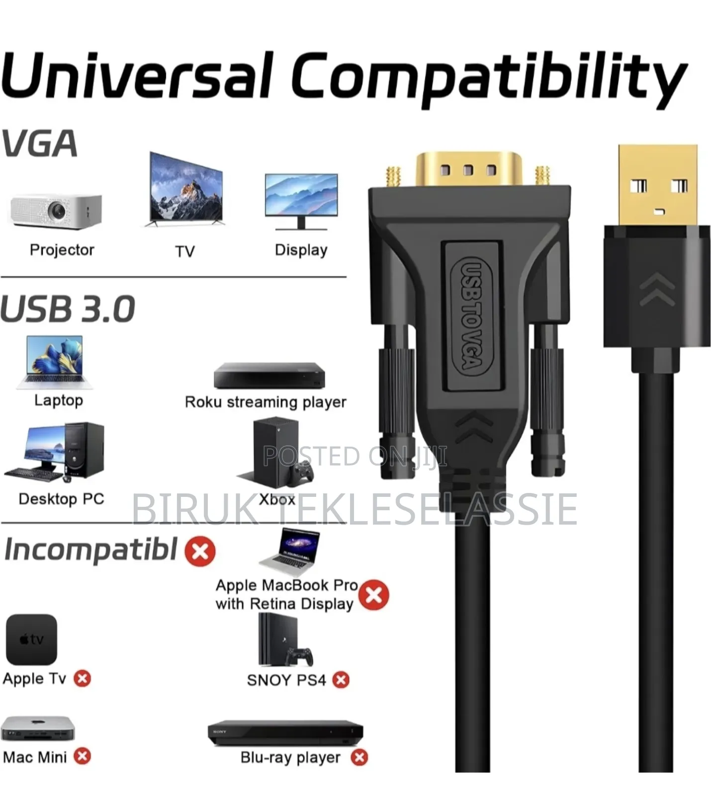 Usb 2.0 To Vga Cable 1.5m