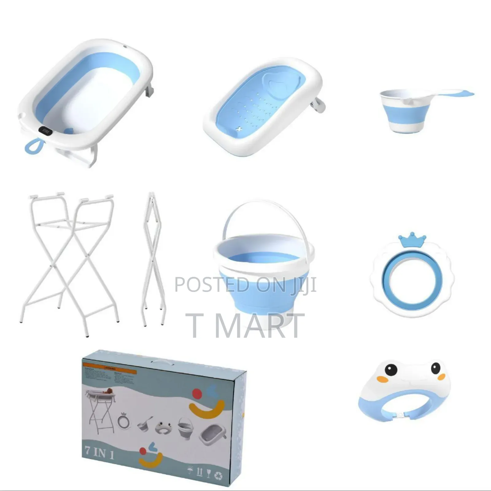 7 in 1 Foldable Baby Bathtub With a Thermometer and Stand