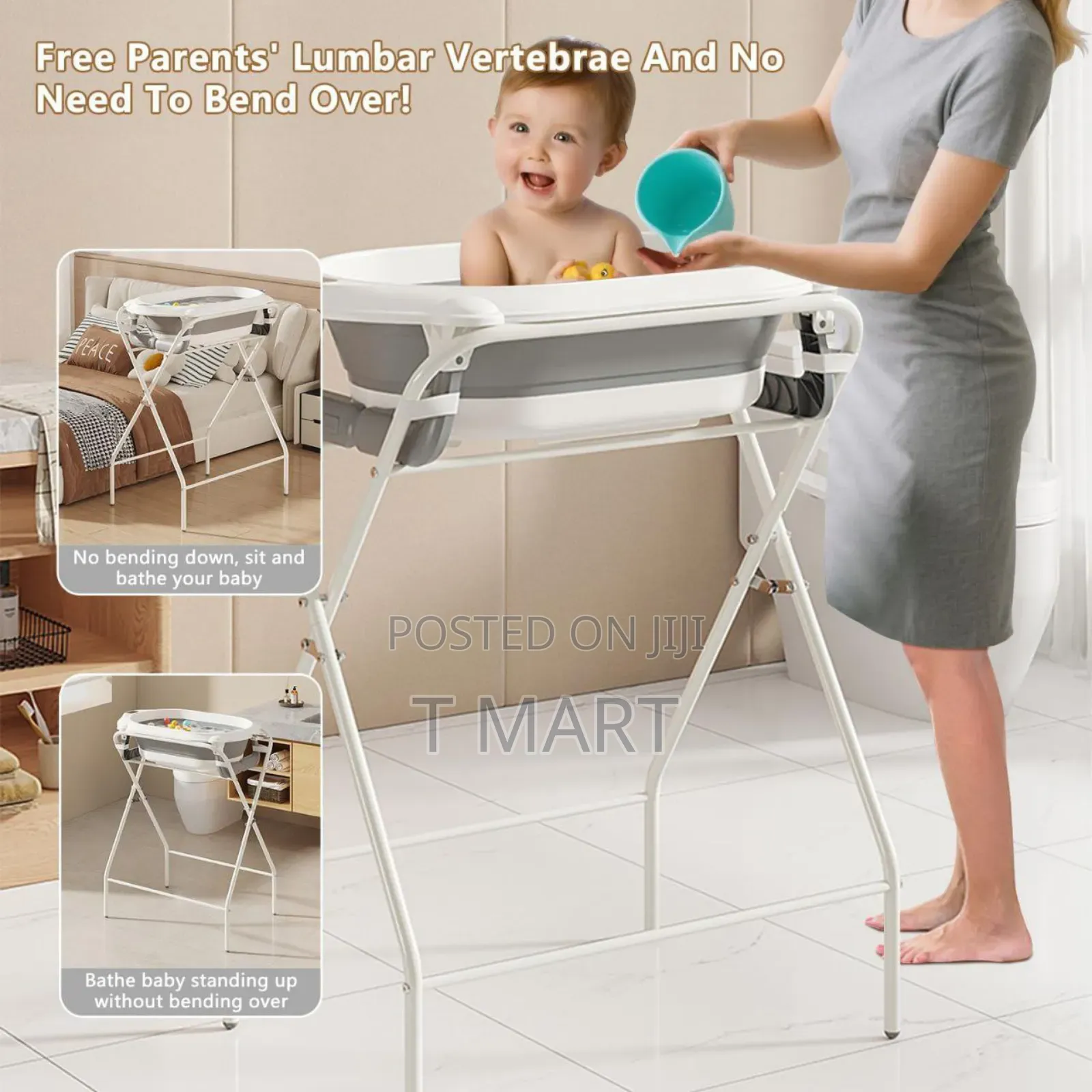 7 in 1 Foldable Baby Bathtub With a Thermometer and Stand