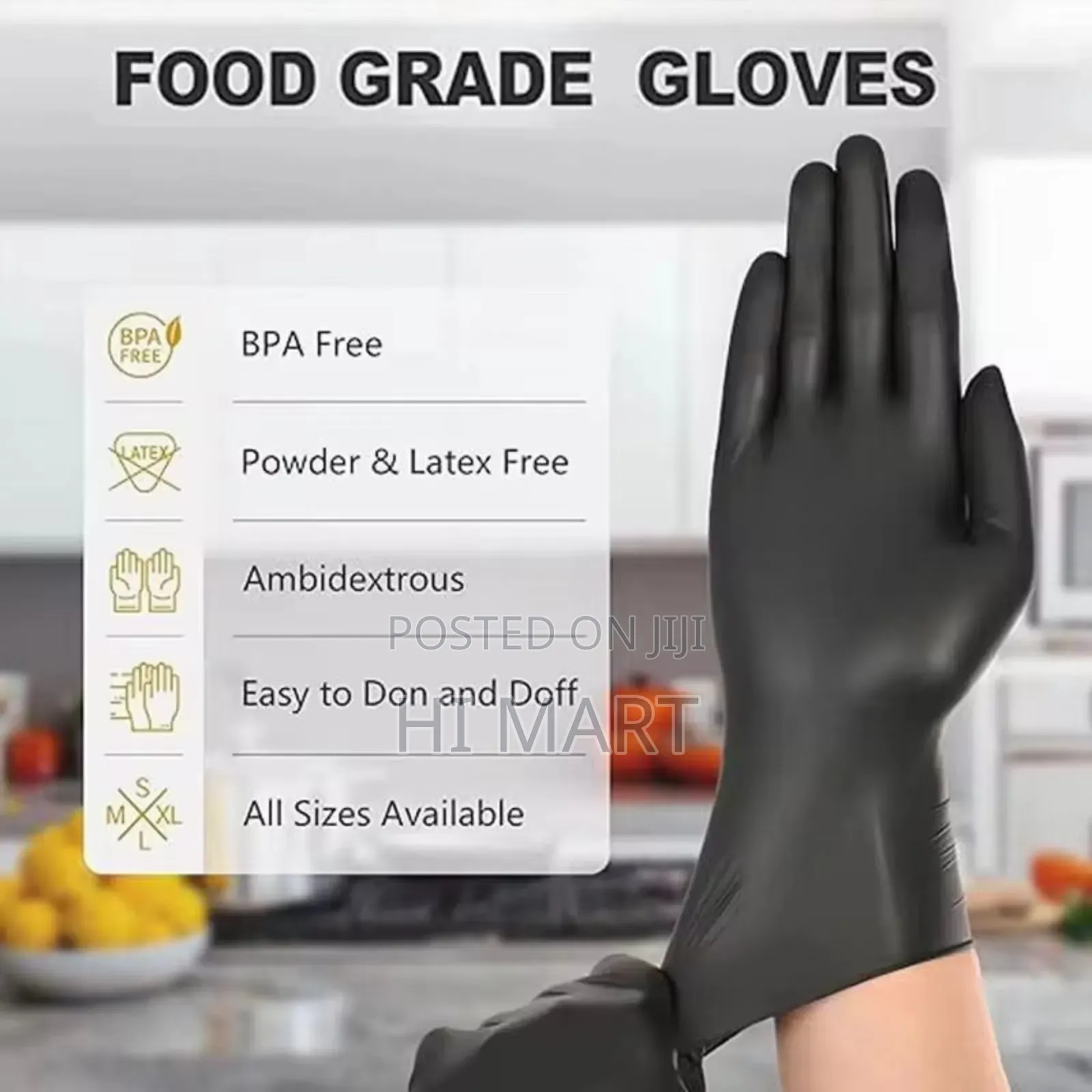 Disposable Black Vinyl Multi Purpose Gloves(100pcs)