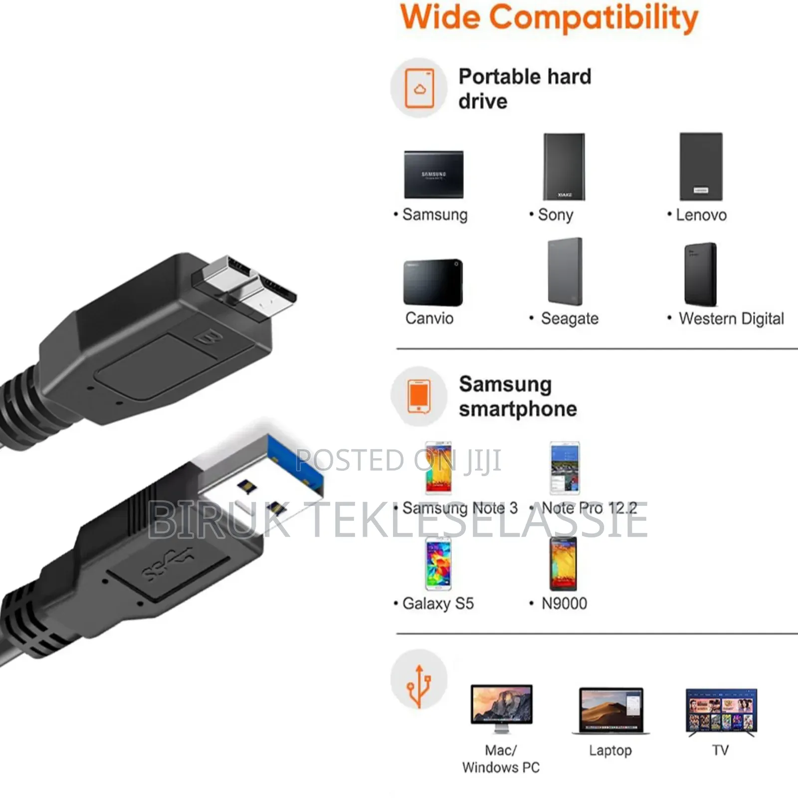 New Usb 3.0 Cable for External Harddisk,30 Cm