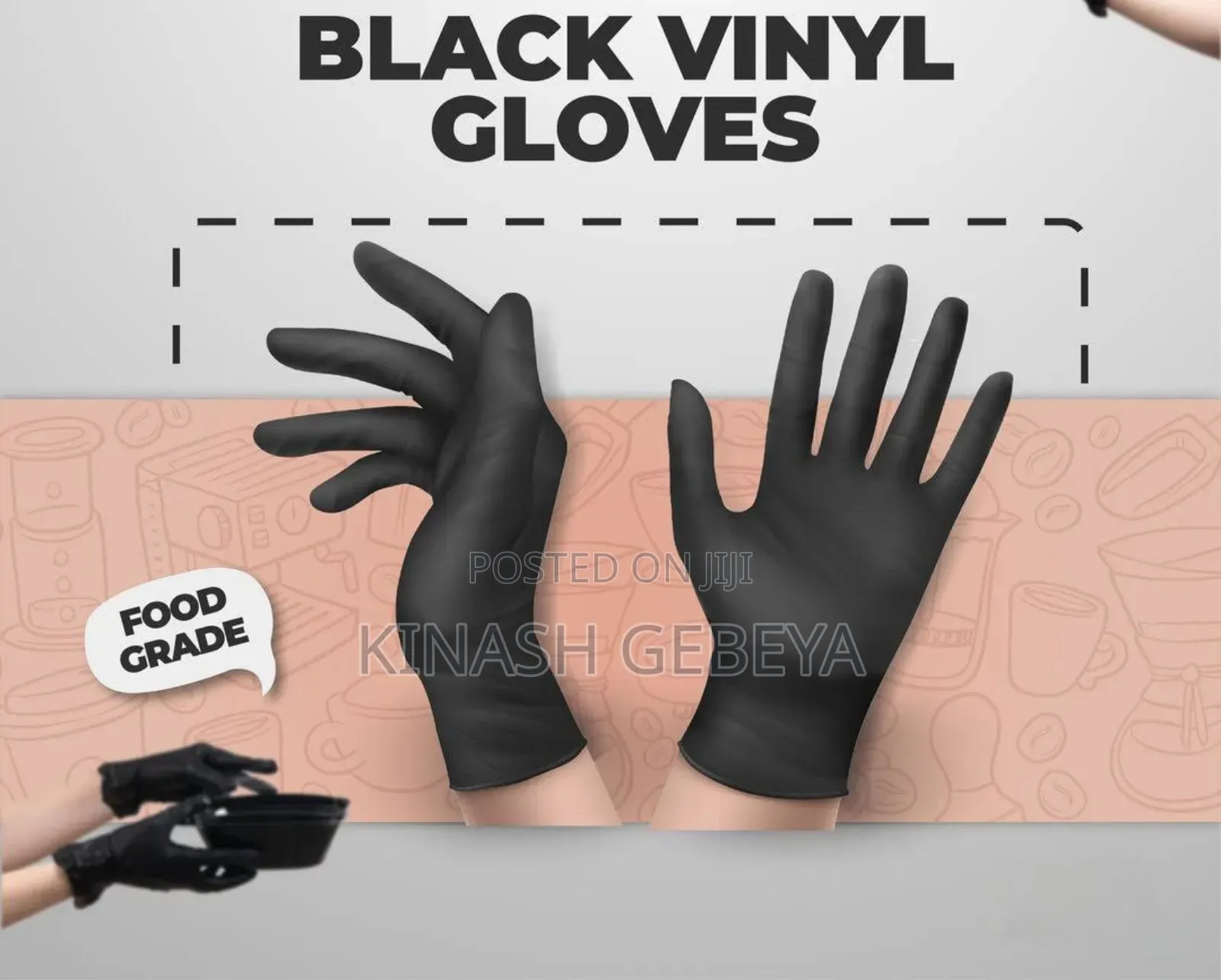 100pcs Disposable Black Vinyl Multi Purpose Gloves
