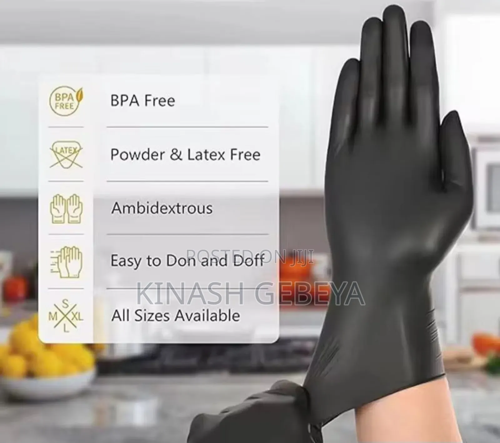 100pcs Disposable Black Vinyl Multi Purpose Gloves