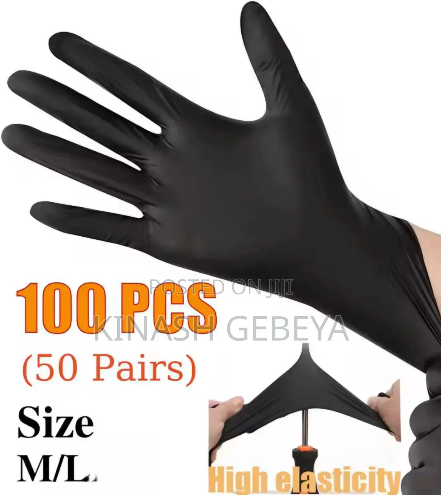 100pcs Disposable Black Vinyl Multi Purpose Gloves