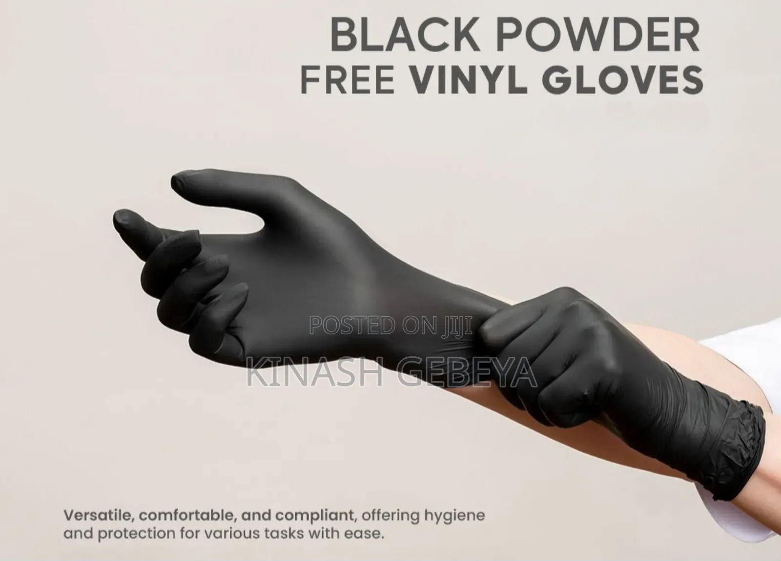 100pcs Disposable Black Vinyl Multi Purpose Gloves