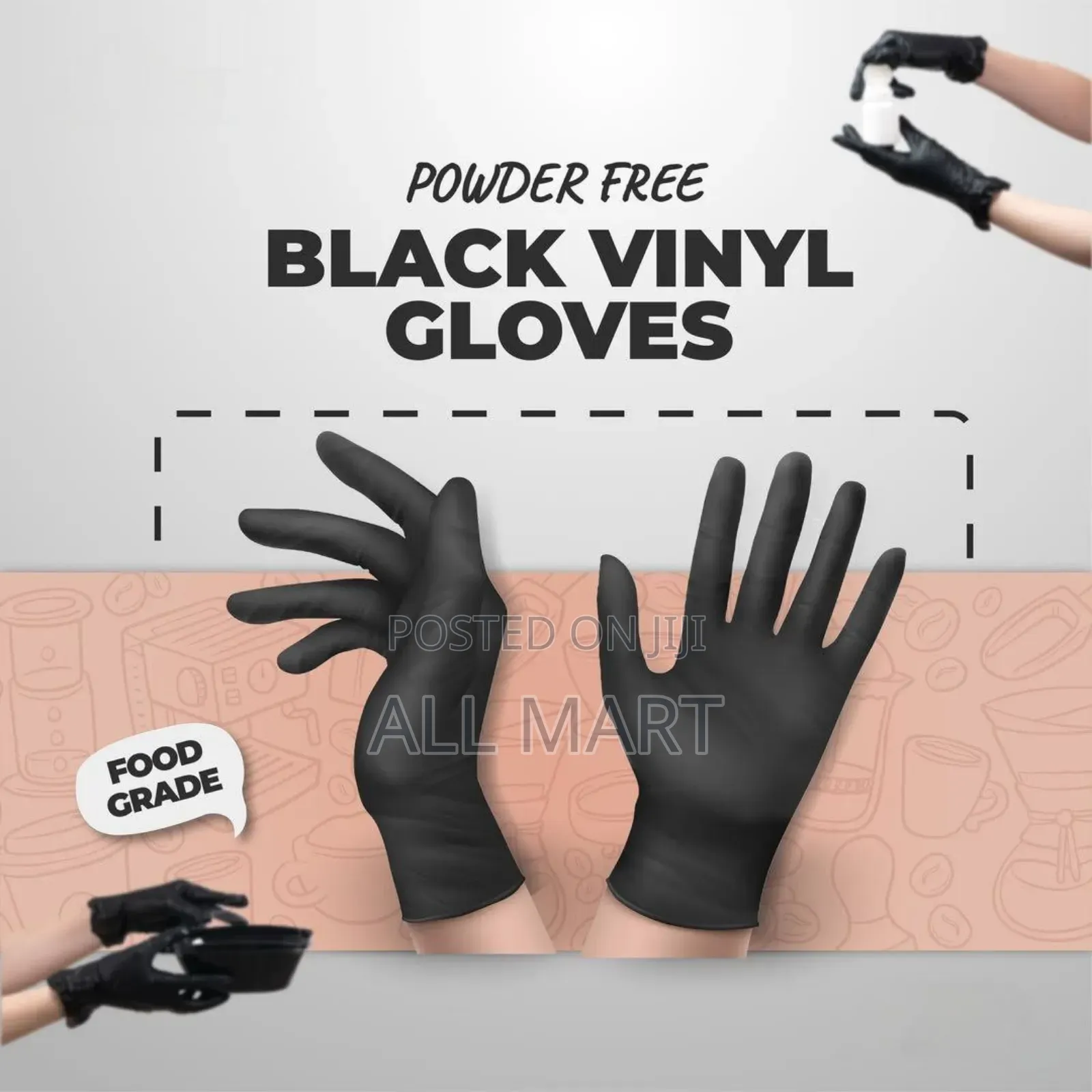 Disposable Black Vinyl Multi-purpose Gloves