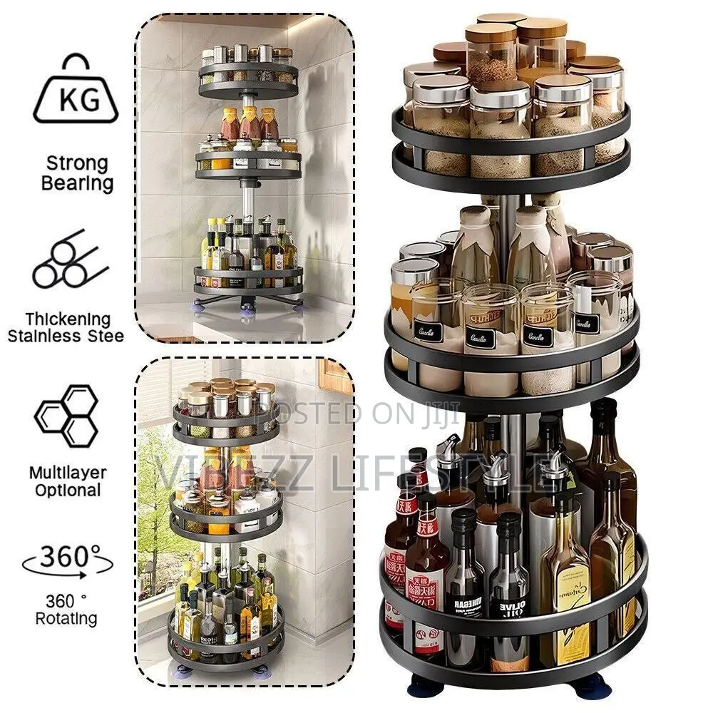 Multipurpose Rotating Storage Rack for Spices Cosmetics