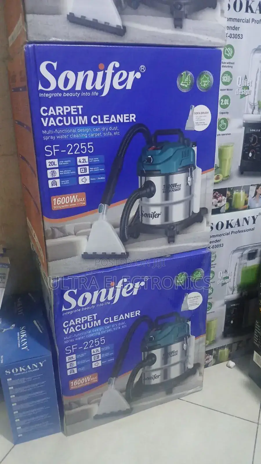 Sonifer Sf-2255 Carpet Vacuum Cleaner, Designed for Both Wet and Dry
