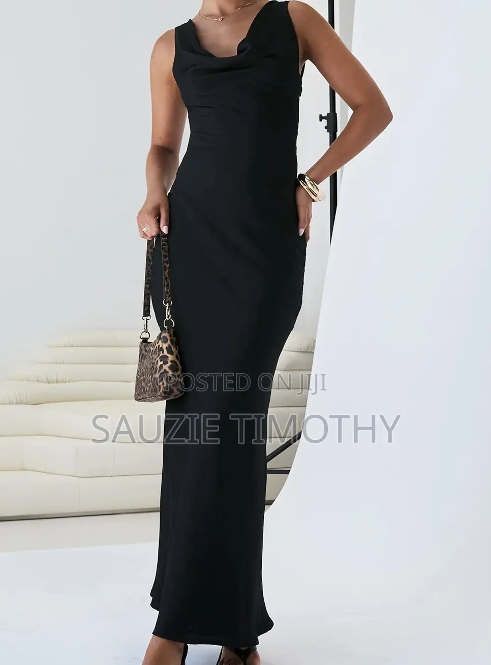 Elegant Cowl Neck Evening Gown