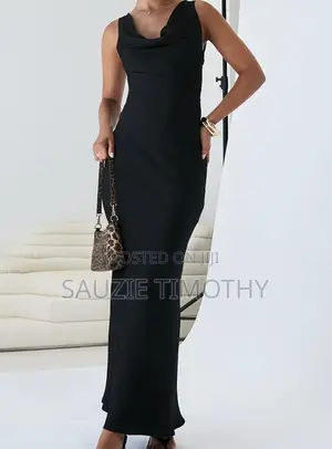 Elegant Cowl Neck Evening Gown