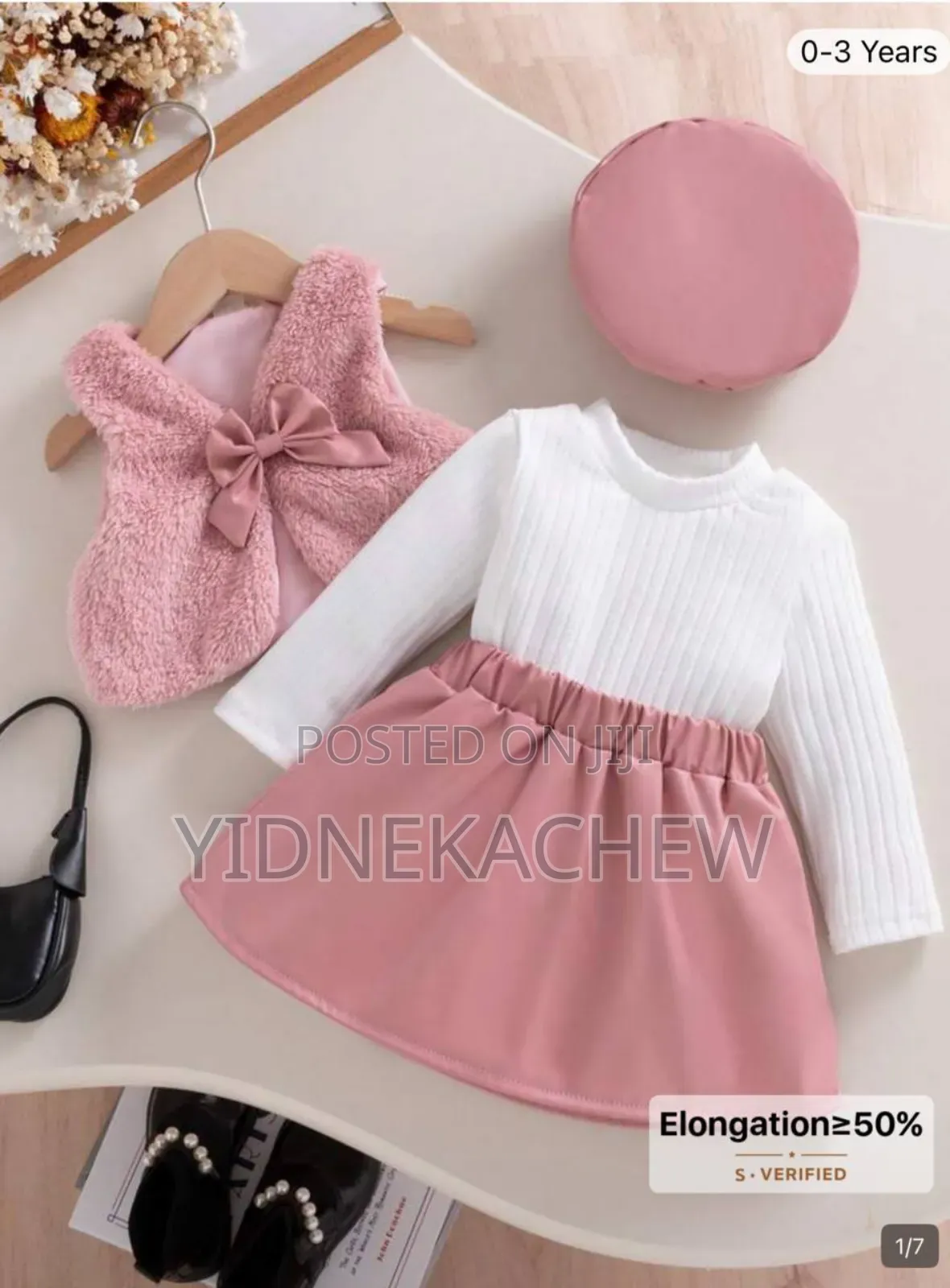 Toodler Girls Sweet Elegant Fuzzy Skirt,Beret Hat