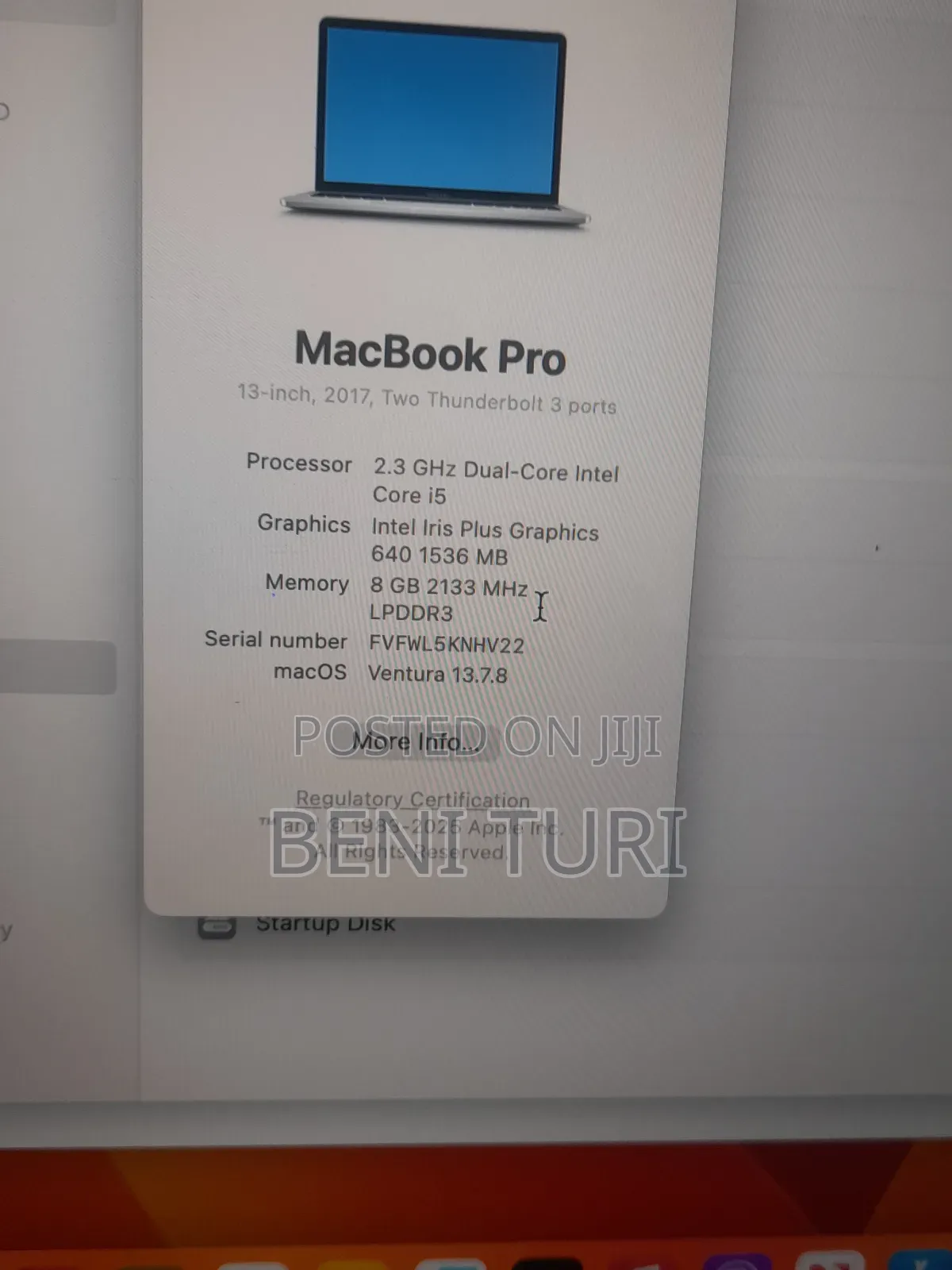 New Laptop Apple MacBook Pro 2017 8GB Intel Core i5 SSD 256GB