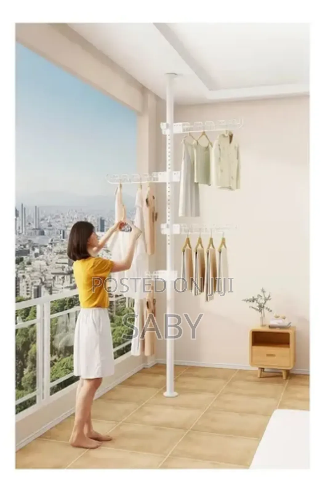 Telescopic Floor To Ceiling Free Standing Cloth Drying Pole