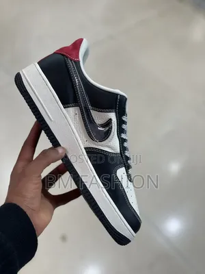 Nike Air Force 1 "Supreme" Style Tumbled White Leather Smooth Black