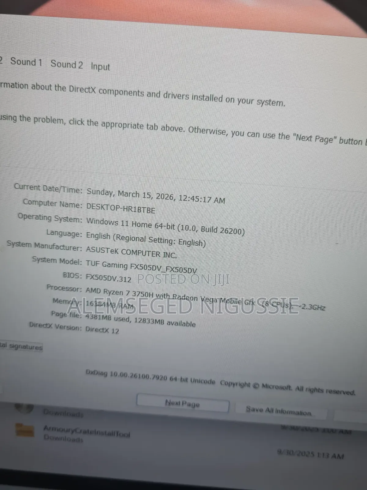 Laptop Asus TUF Gaming FX504 1GB AMD Ryzen 7 HDD+SSD 1T