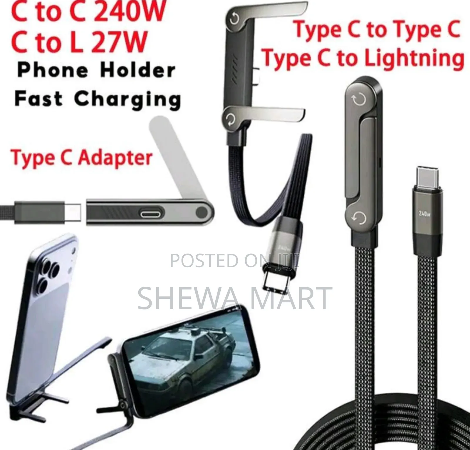 240w Type-C Elbow Fast Charging Cable With Phone Stand Game Charging