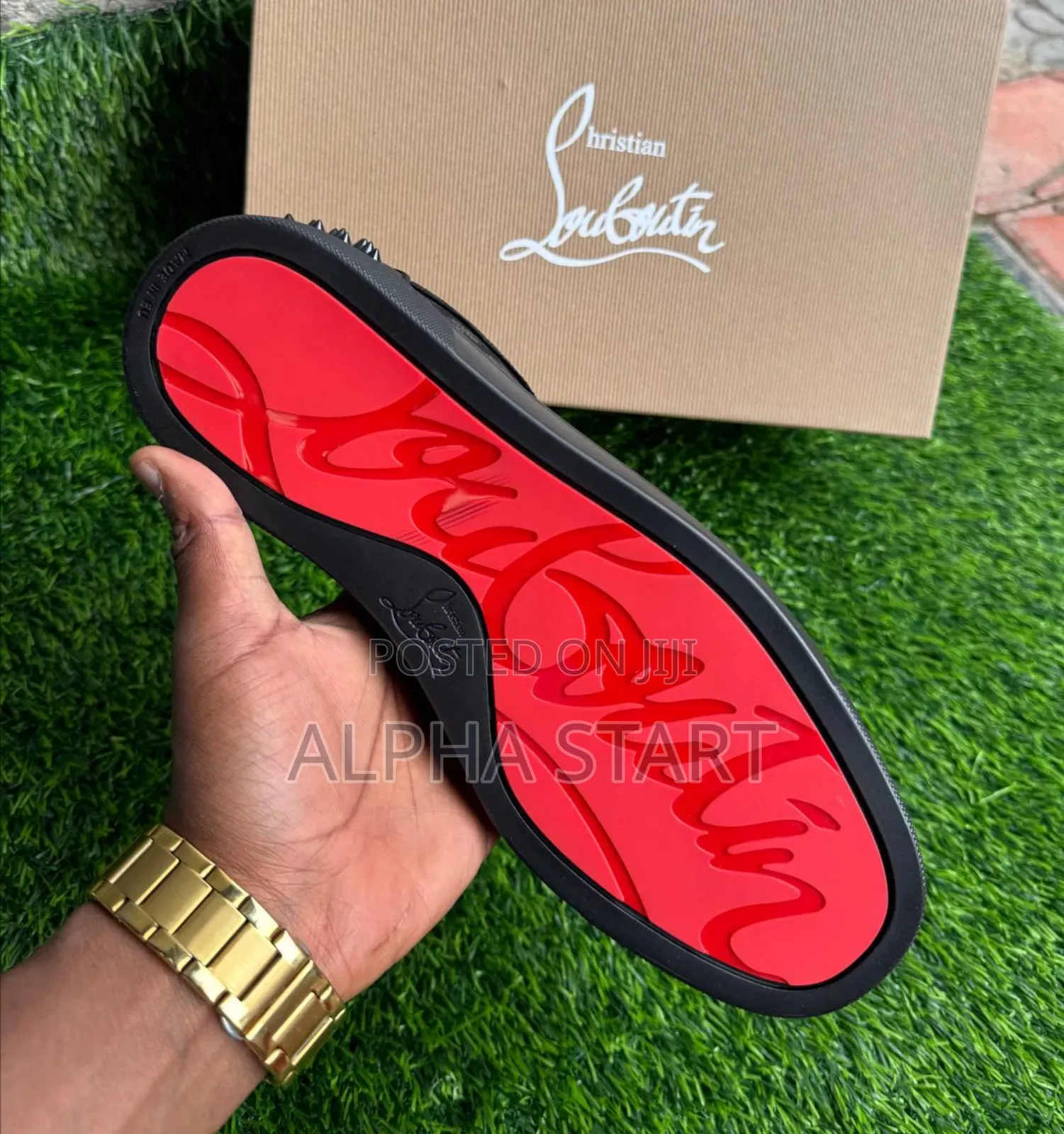 Christian Louboutin Junior Spikes in Black High Master Quality Shoes