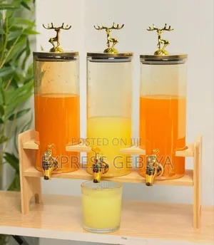 3in1 Glass Dispenser Jar With Bamboo Stand ሶስት በአንድ የያዘ