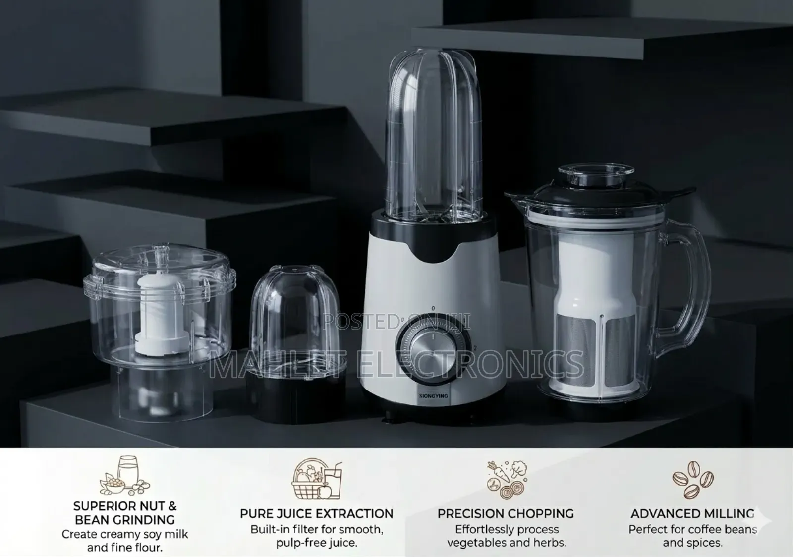 Xiongying ባለብዙ አገልግሎት ምግብ ማቀነባበሪያ - Juicer, Grinder, Chopper Blender