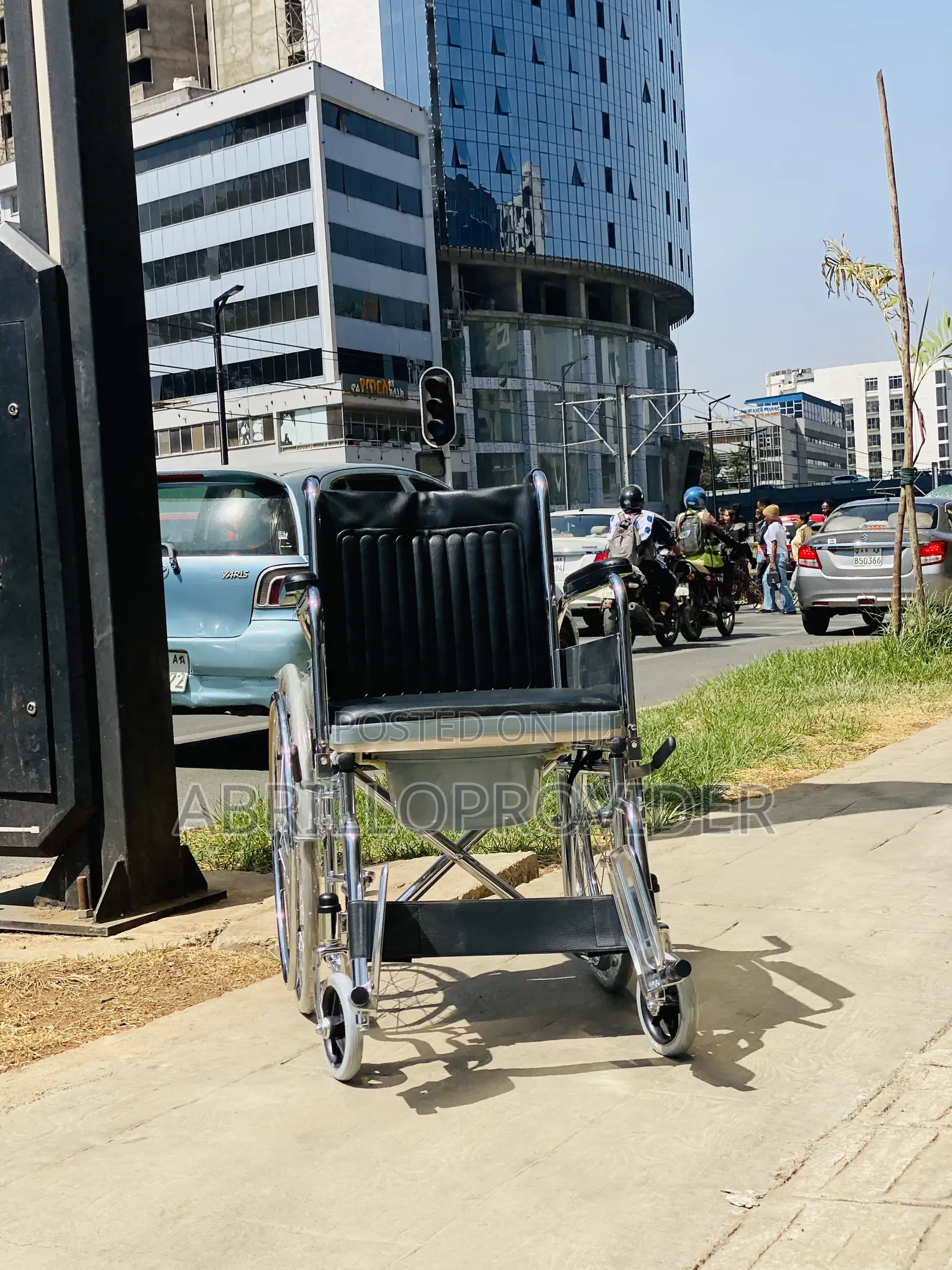 Wheelchair Commode Wheelchair - Steel Frame, Foldable Design | 24