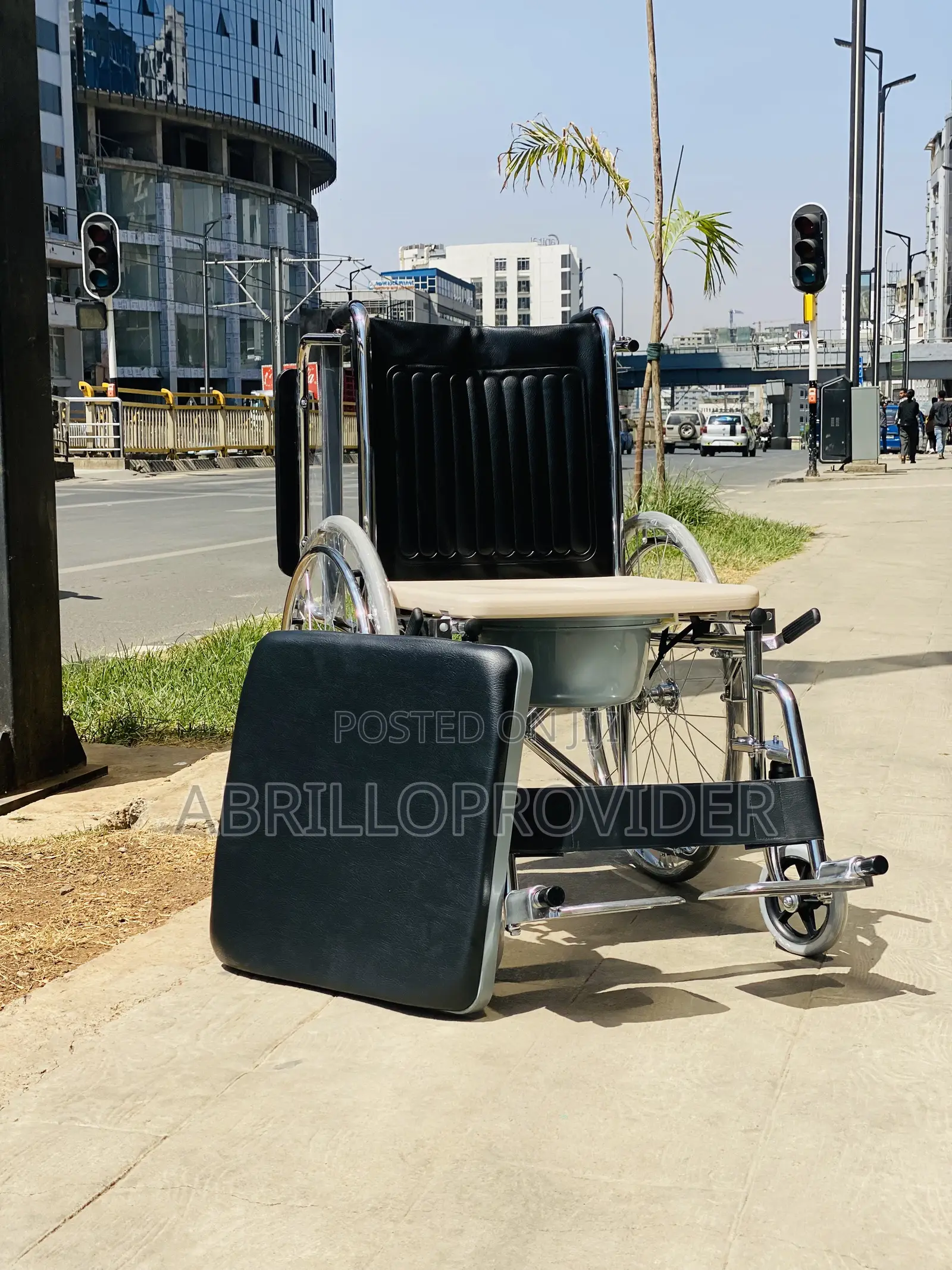 Commode Wheelchair Foldable Chromed Steel Framefoldable Chromed Steel