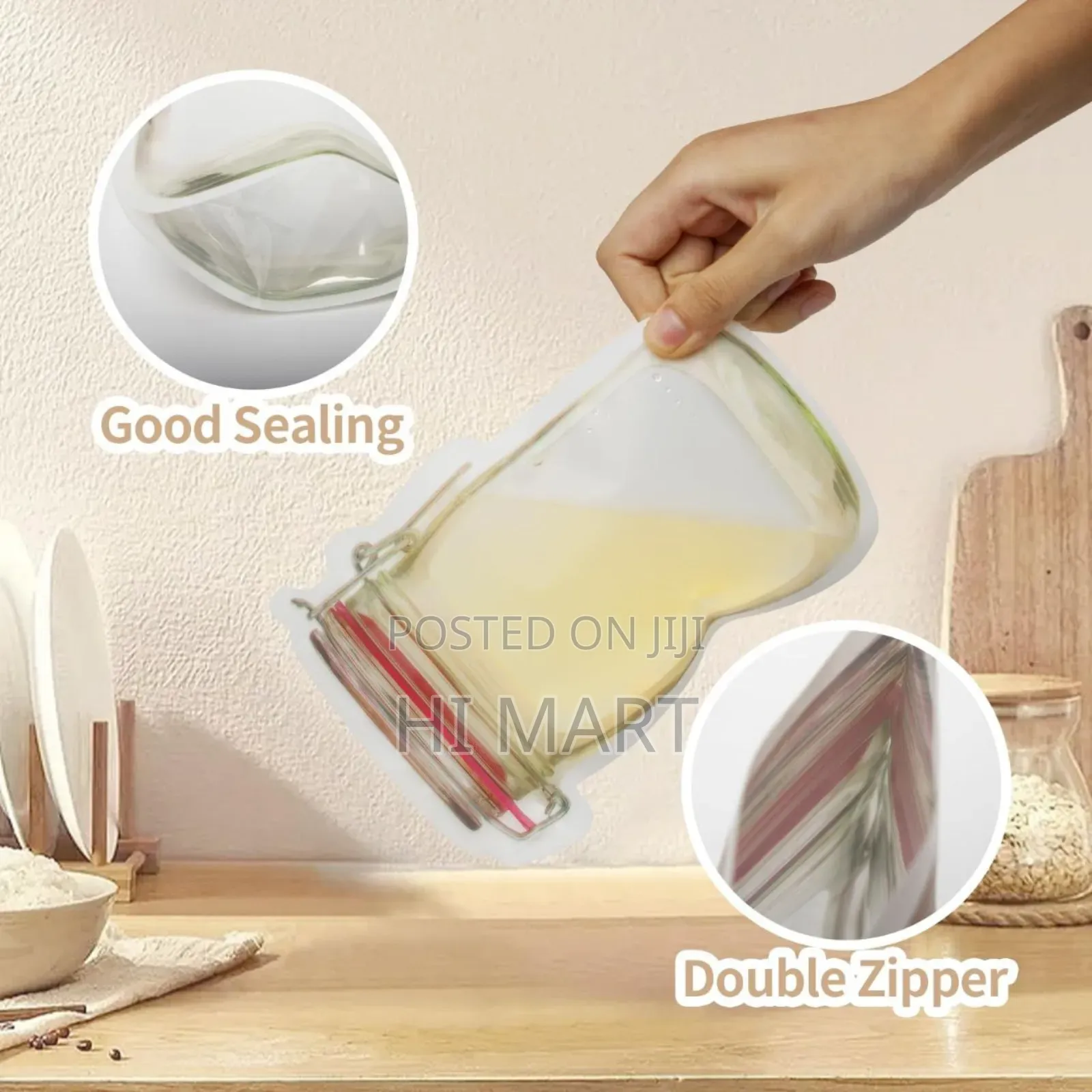 3pcs Reusable Plastic Mason Jar Bottles Bags