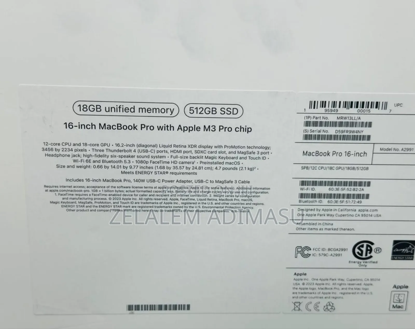 New Apple MacBook Pro 2023 M3 Pro 16-inch 36GB Apple M3 Pro SSD 512GB