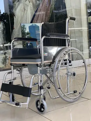 Commode Wheelchair - Steel Frame, Foldabl, Portable and Adjustable