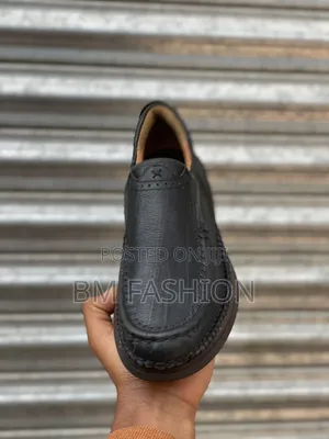 Jeep Black Leather Slip-on Loafers