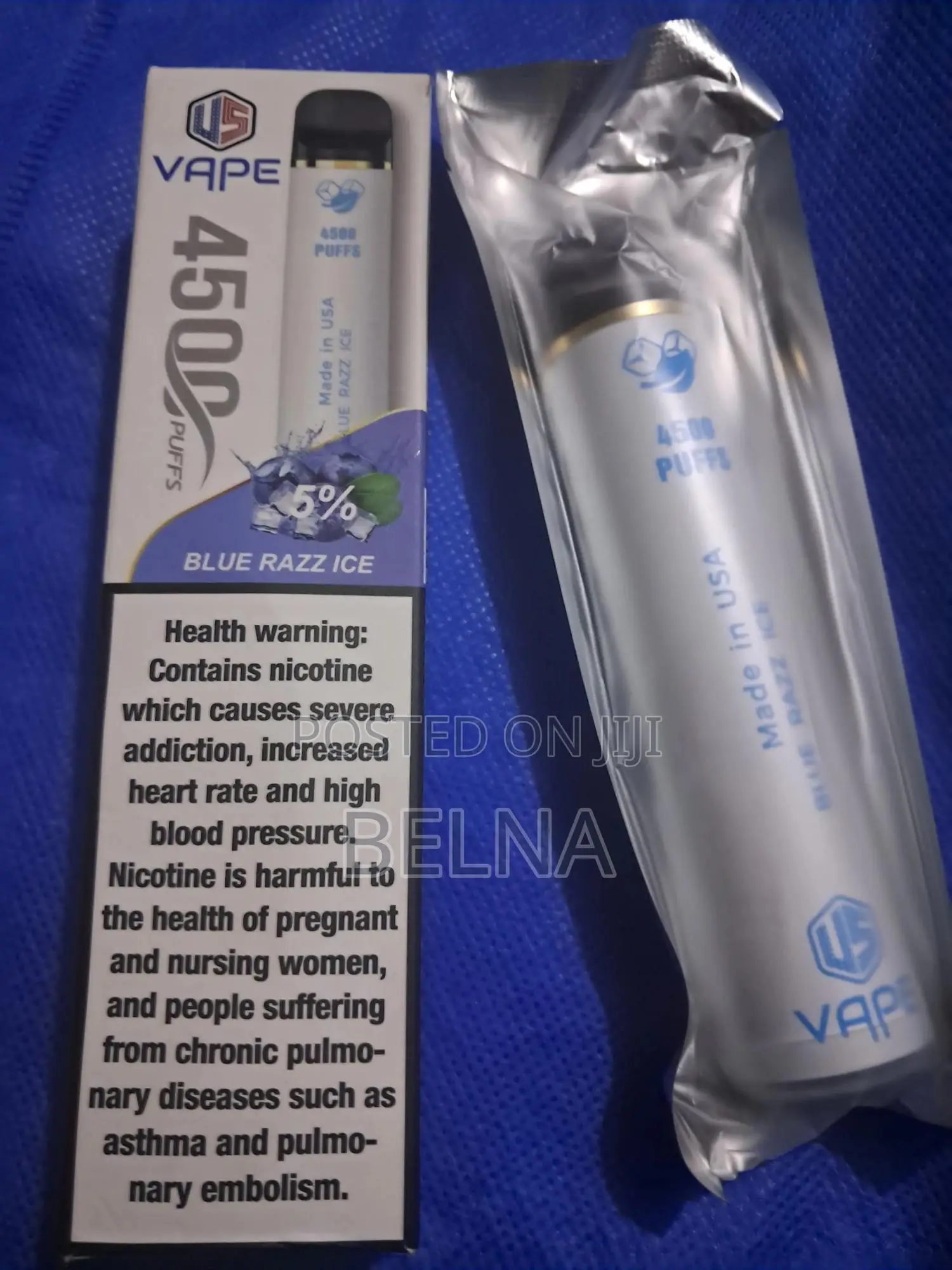 Us Vape (Blue Razz Ice) 4,500 Puffs