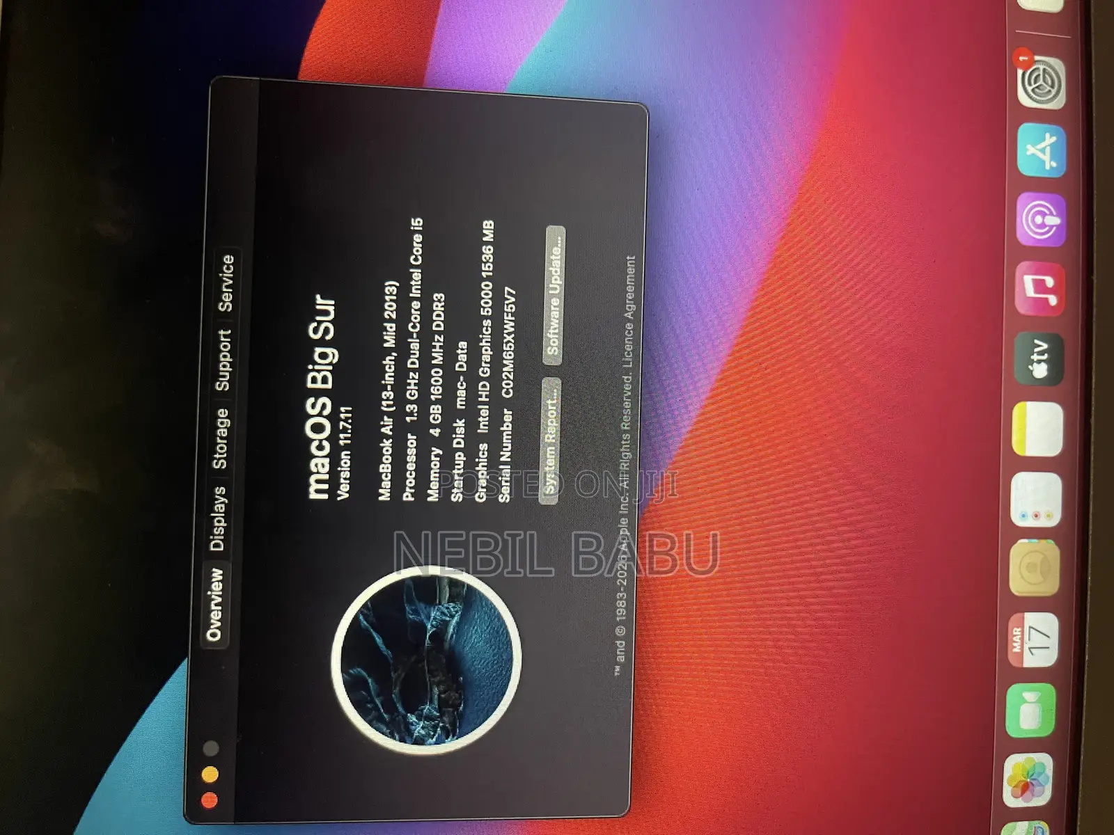 Laptop Apple MacBook 2013 4GB Intel Core i5 SSD 128GB