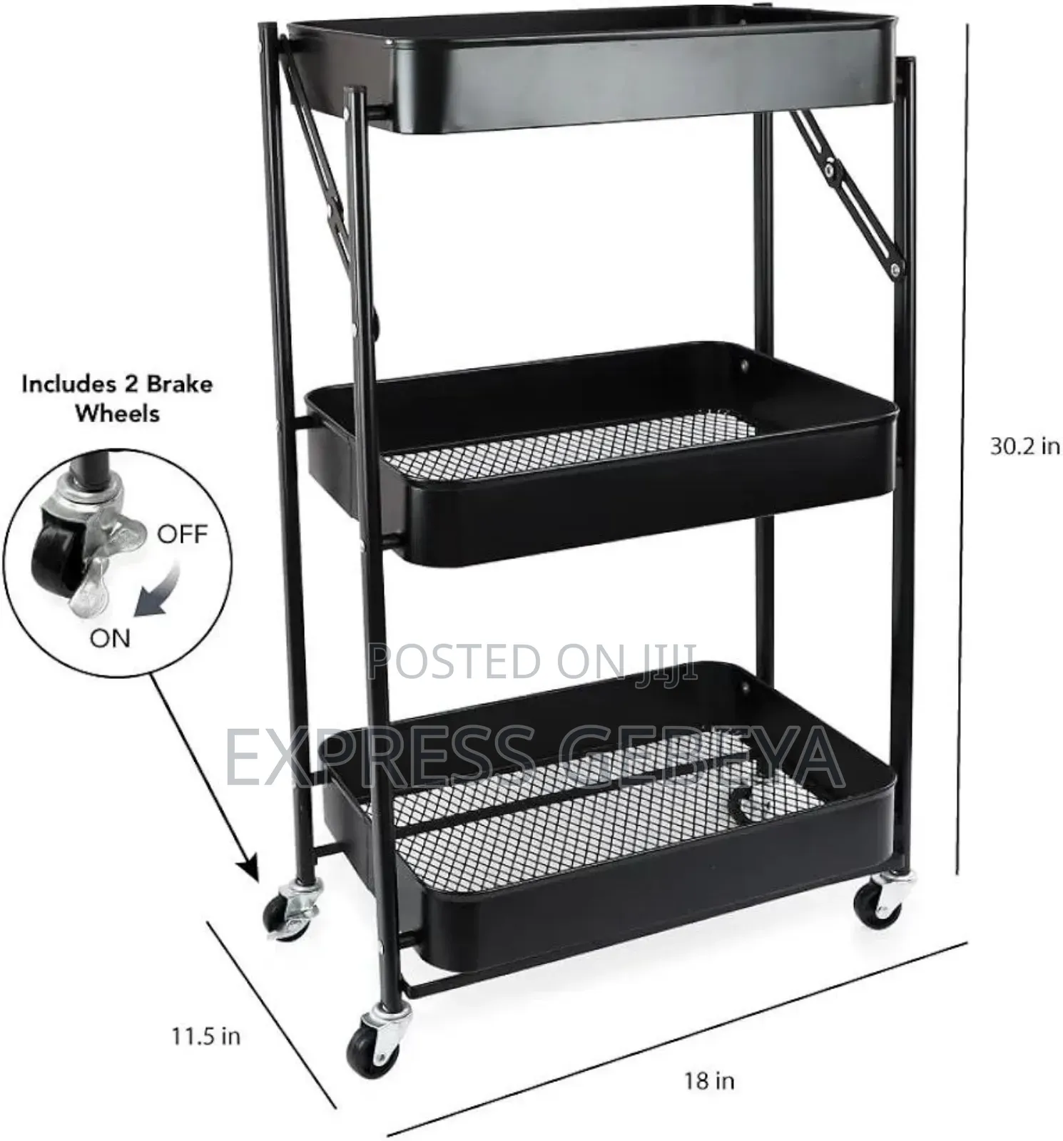 3layer Stainless Steel Moveable Cart Kitchen Rack
