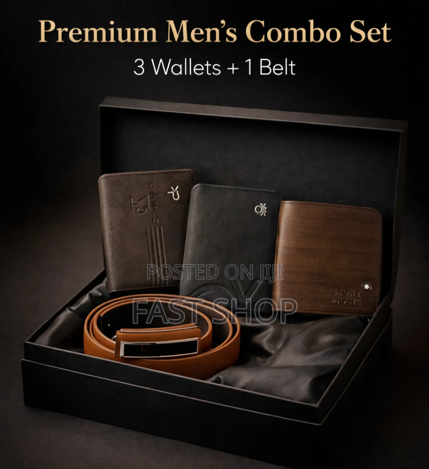 4 in 1 Premium Men’S Combo Set – (3 Wallets + 1 Belt)