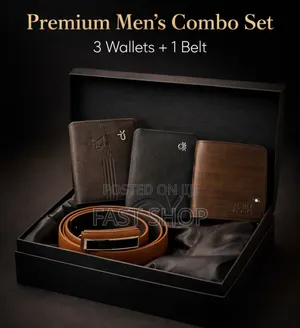 4 in 1 Premium Men’S Combo Set – (3 Wallets + 1 Belt)