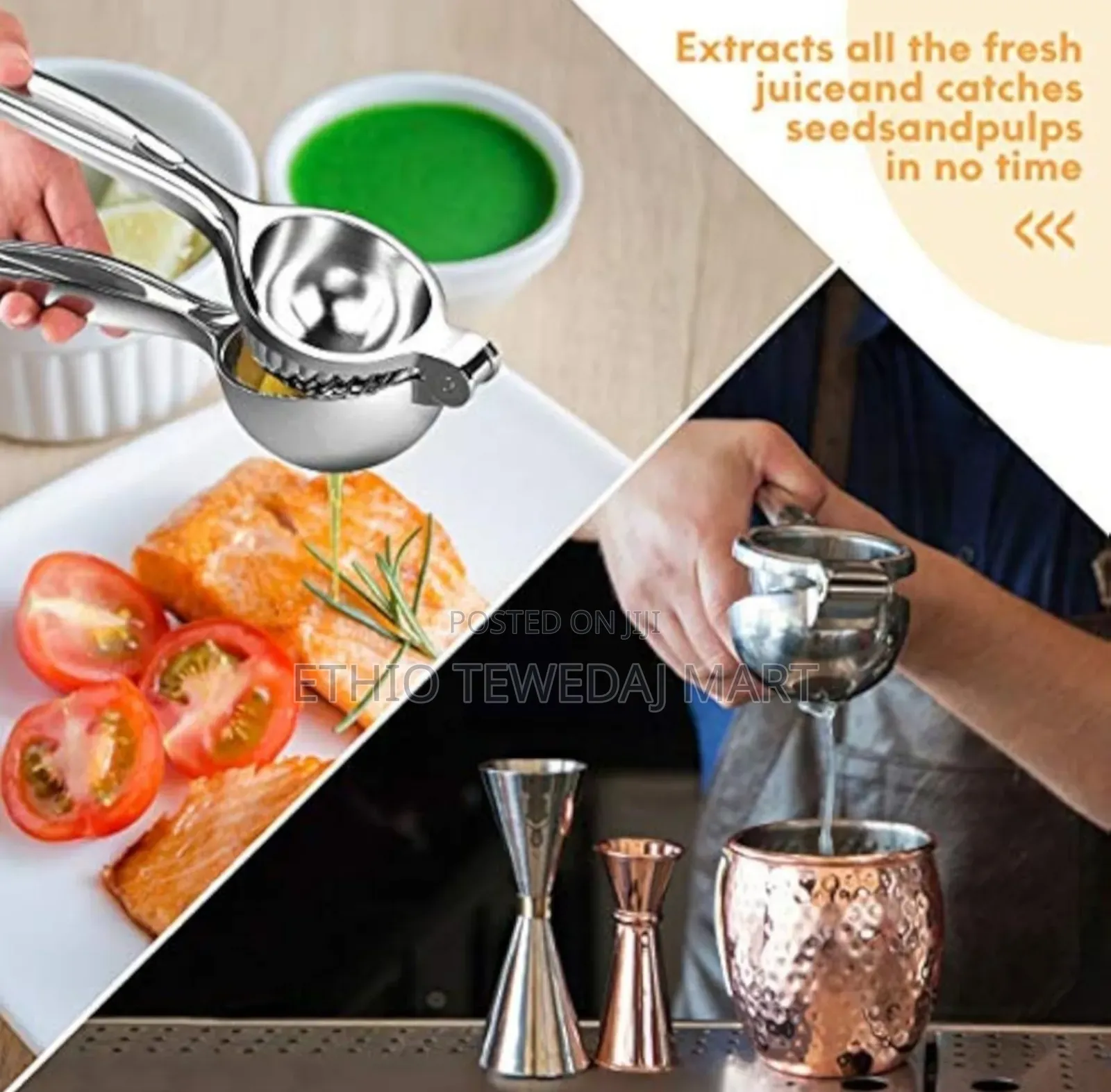 Stainless Steel Lemon Squeezer , Citrus Juicer Handheld, የሎሚ መጭመቂያ