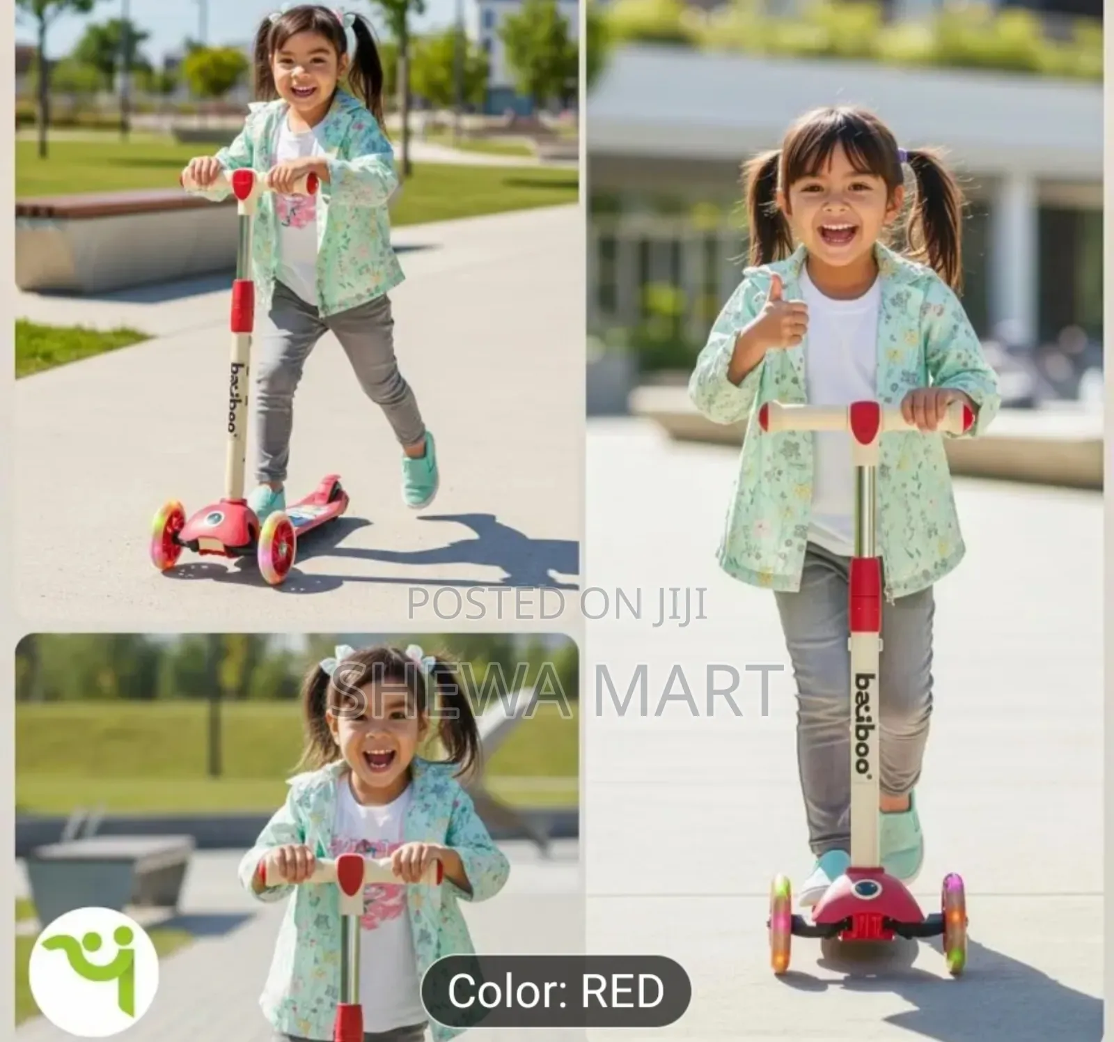 Baybee 3-Wheel Kick Scooter Featuring Led Pu Flashing Wheels, a Rear