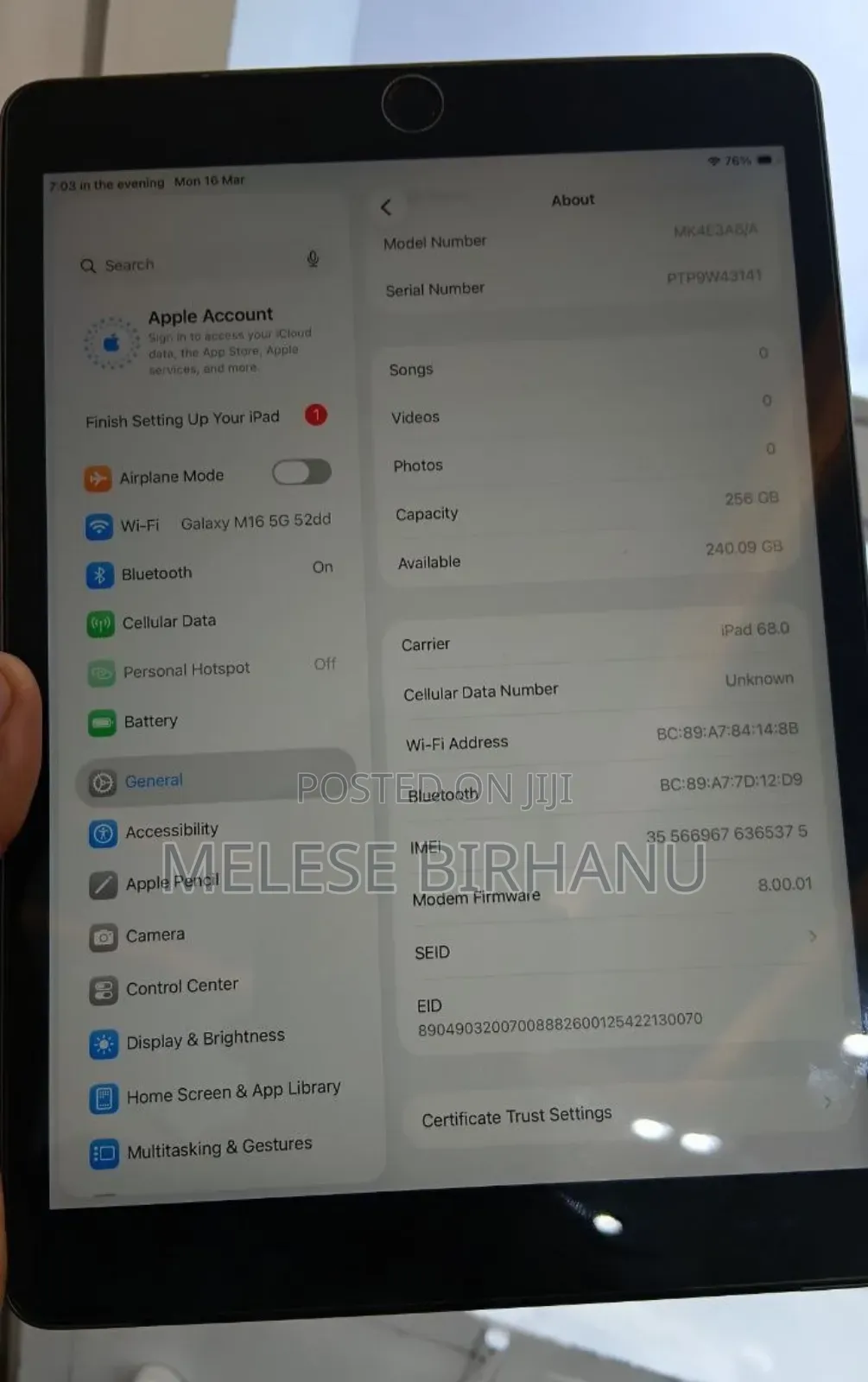 New Apple iPad 10.2 (2020) 256 GB Gray