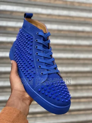 Christian Louboutin Royal Blue Suede Spiked High-Top Sneakers