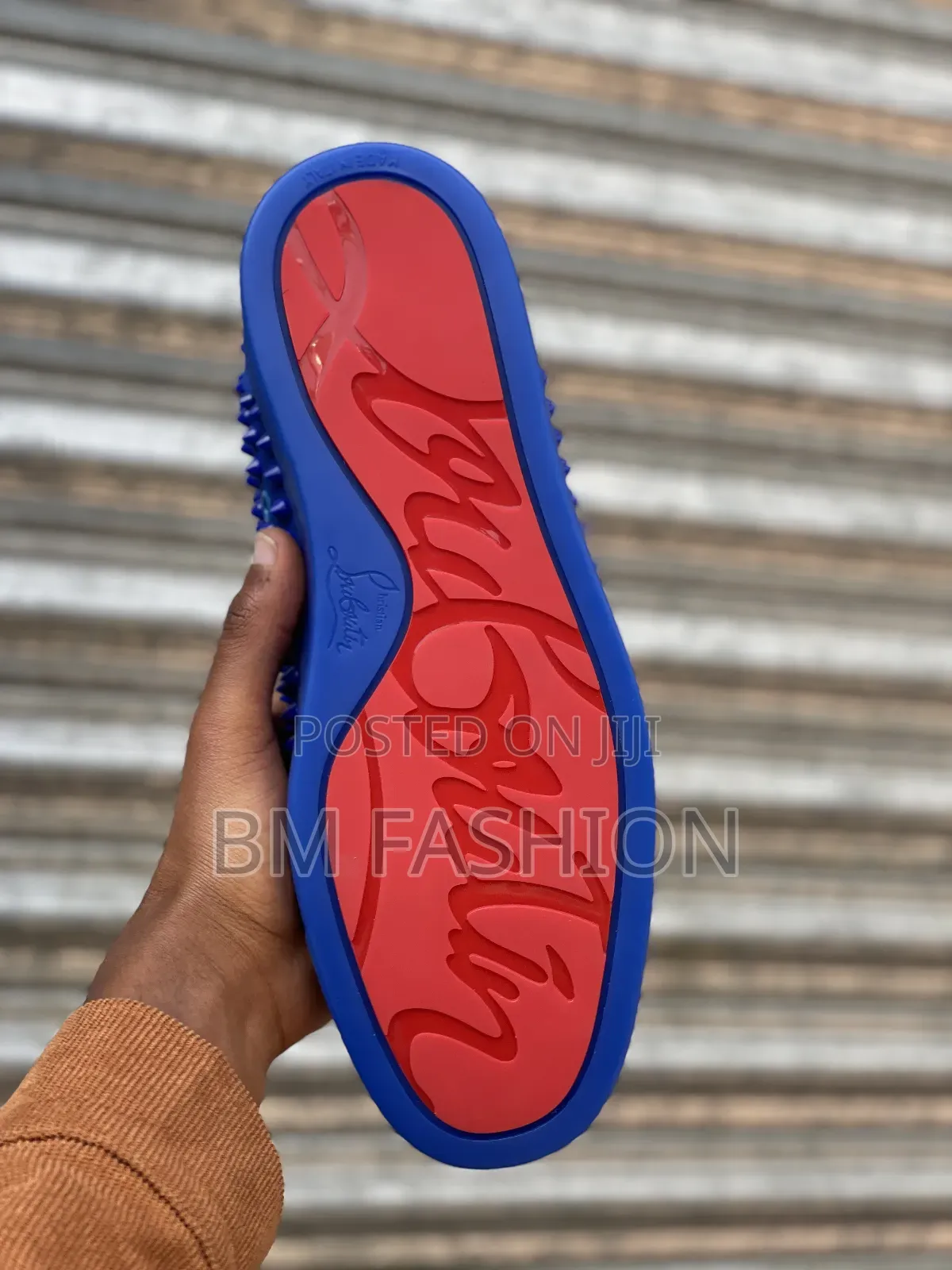 Christian Louboutin Royal Blue Suede Spiked High-Top Sneakers