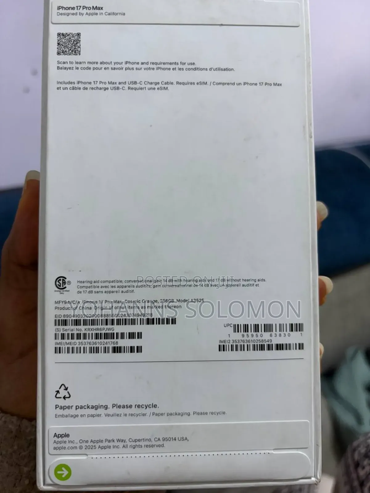 New Apple iPhone 17 Pro Max 256 GB Orange