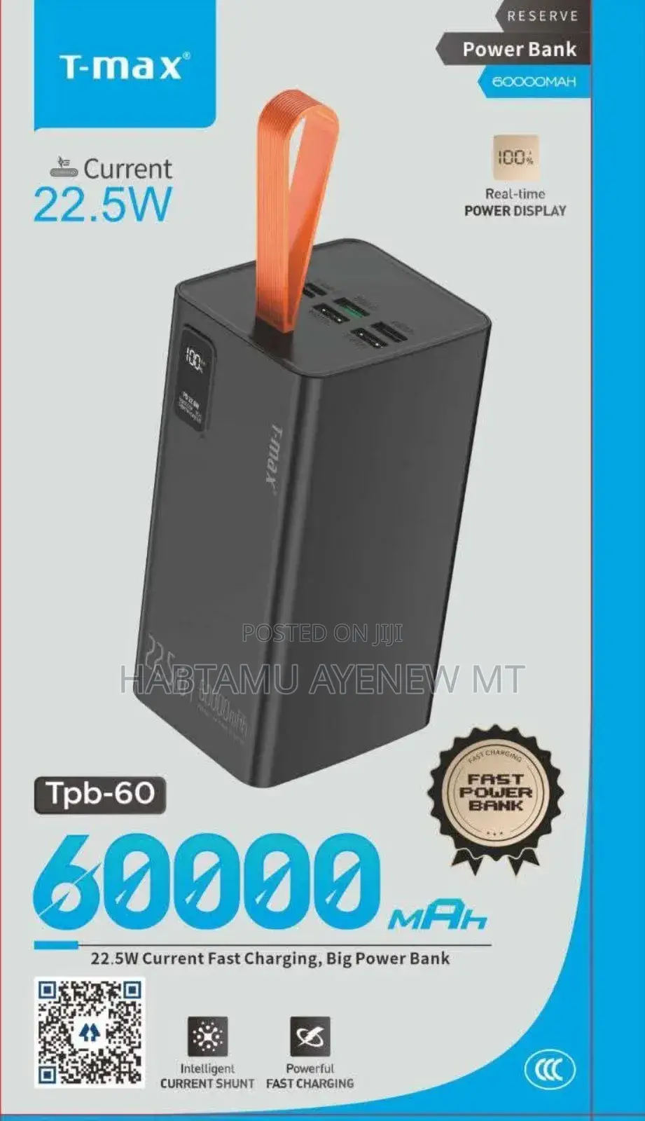 T-Max Power Bank ቲማክስ ፓወር ባንክ 60000 Mah