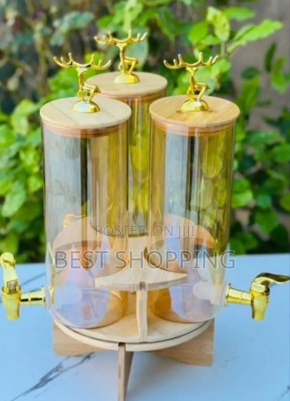 3 In 1 Glass Rotating Dispenser Jar With Stand Rack