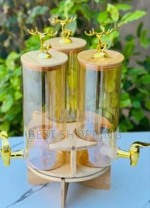 3 In 1 Glass Rotating Dispenser Jar With Stand Rack