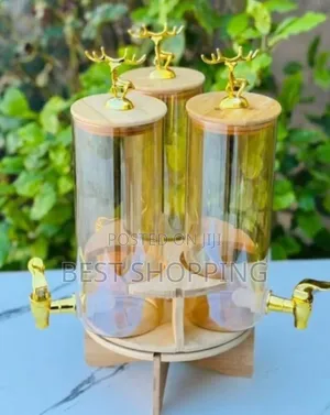3 In 1 Glass Rotating Dispenser Jar With Stand Rack