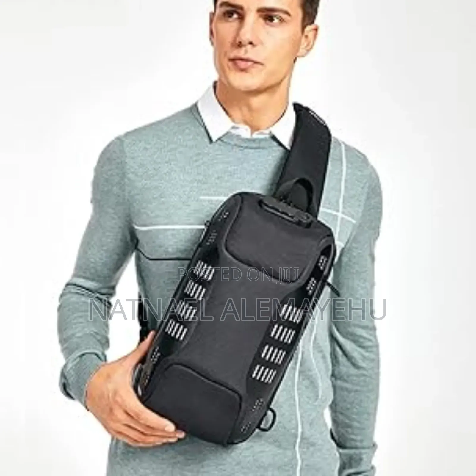 Ozuko Sling Bag Usb Charging Password Lock Anti-Theft Waterproof