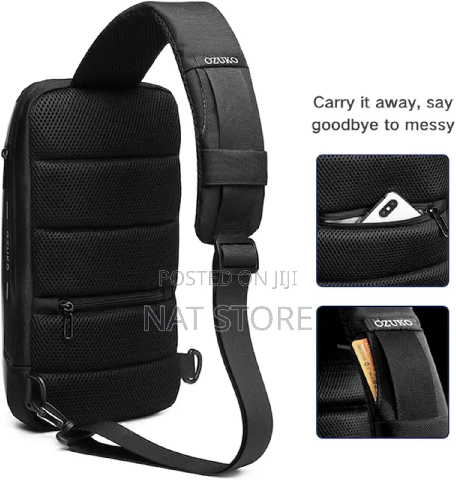 Ozuko Sling Bag Usb Charging Password Lock Anti-Theft Waterproof
